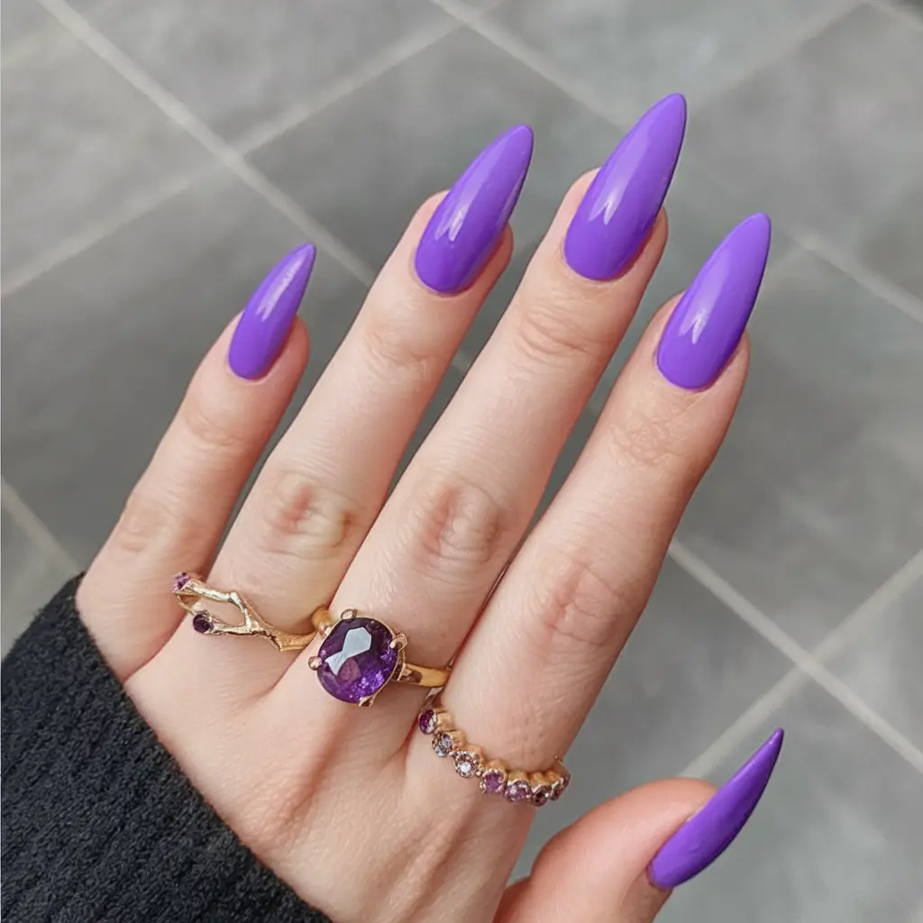 purple summer nails youll love in 2025 Electric Purple Almonds For Bold Summer Energy