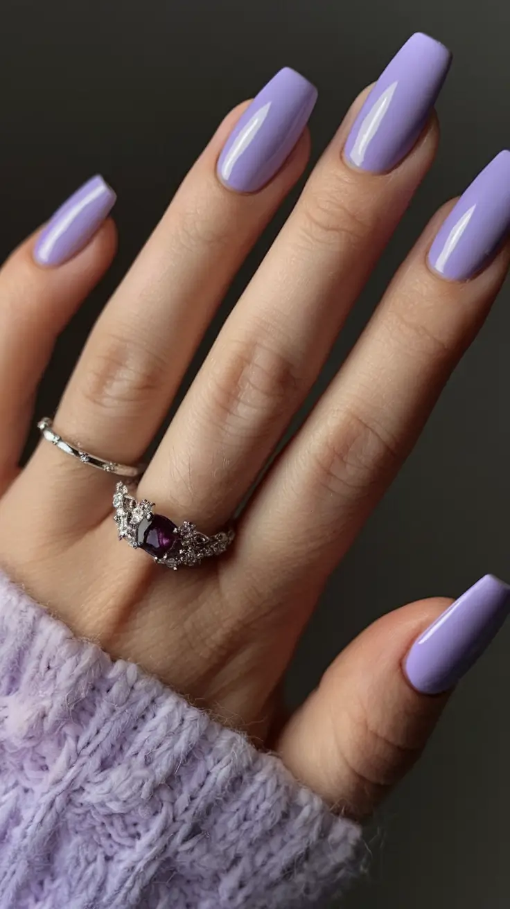purple summer nails youll love in 2025 Glossy Square Lilac For Polished Summer Looks