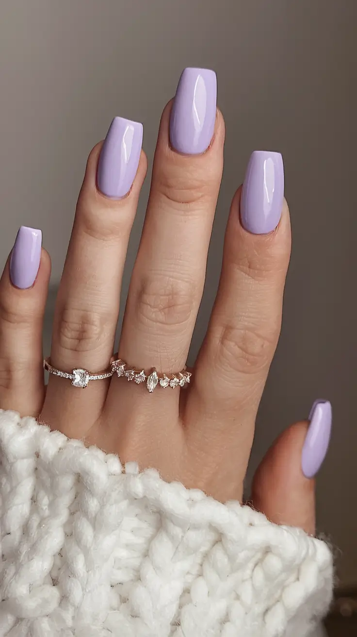 purple summer nails youll love in 2025 Square Glossy Lavender For Clean Sophistication