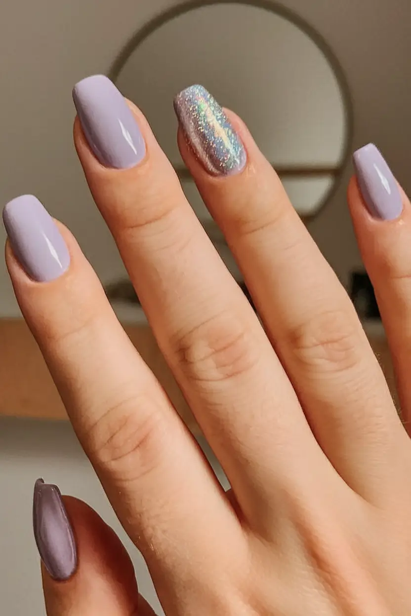 purple summer nails youll love in 2025 Single Glitter Accent For Subtle Summer Sparkle