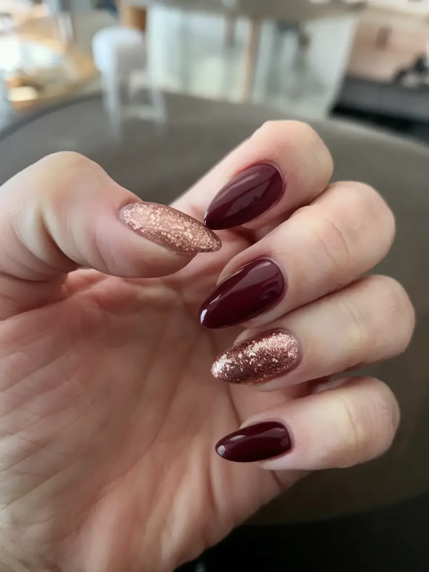 red summer nails that pop in 2025 Garnet and Rose Gold Glamour