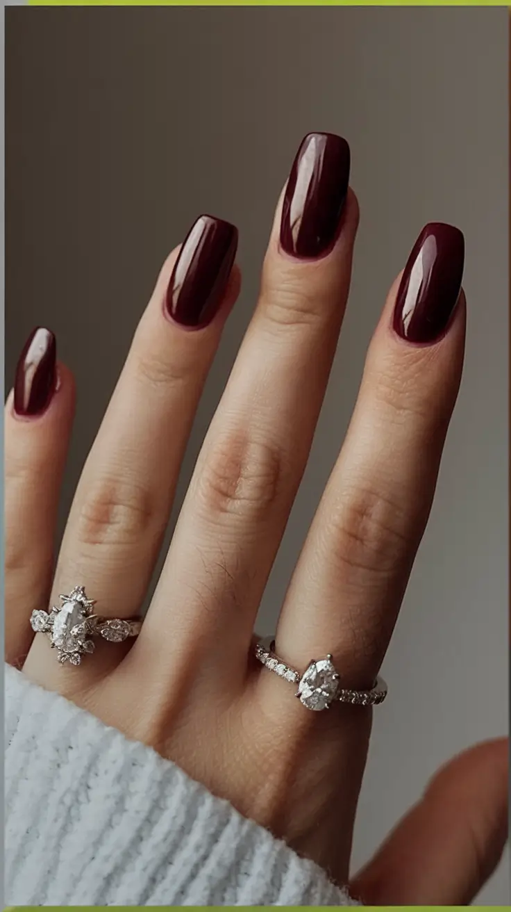 red summer nails that pop in 2025 Classic Burgundy with a Square Edge