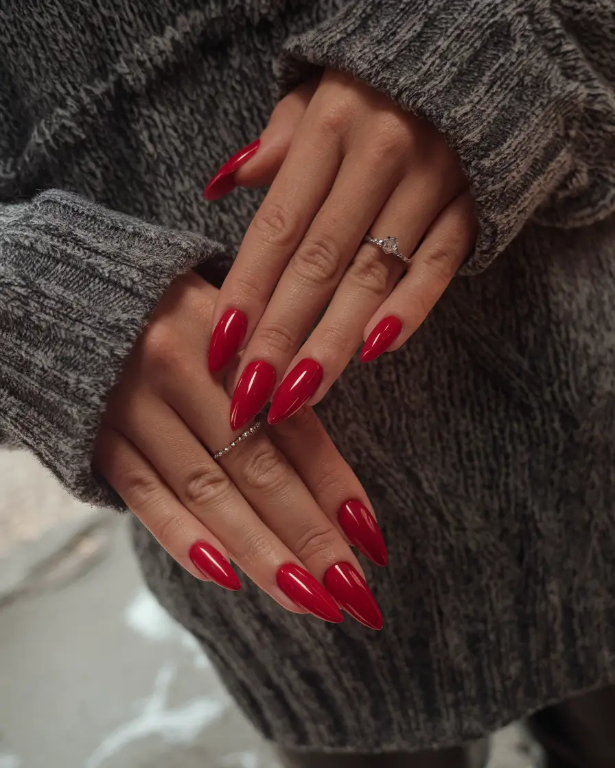 red summer nails that pop in 2025 Fiery Scarlet for Statement Summer Days