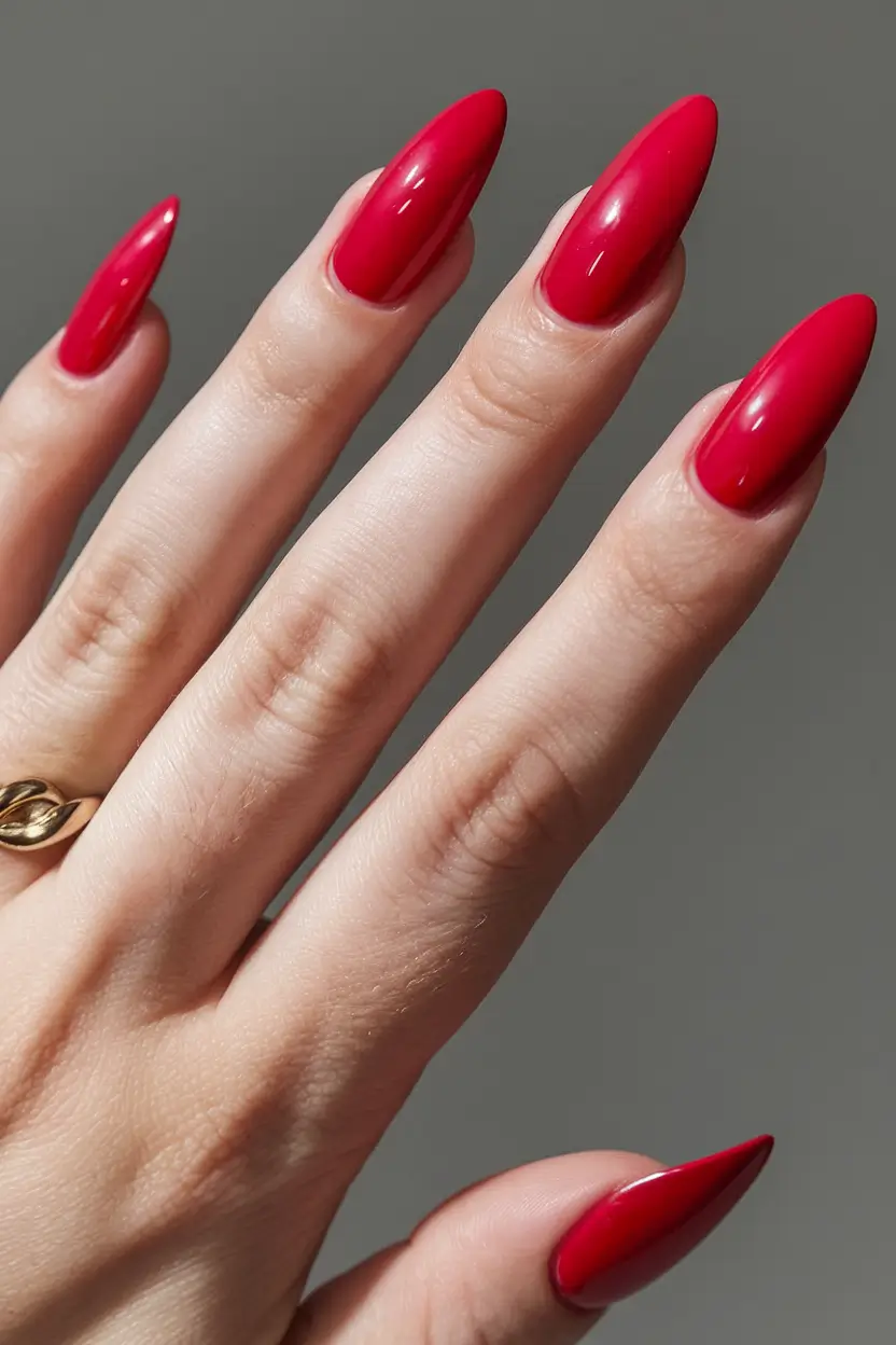 red summer nails that pop in 2025 Vibrant Watermelon Stiletto Drama