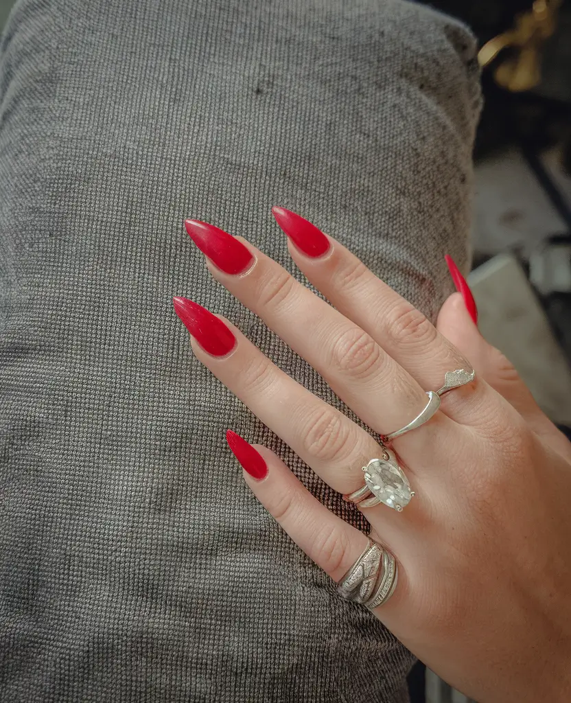 red summer nails that pop in 2025 True Red Stiletto Perfection