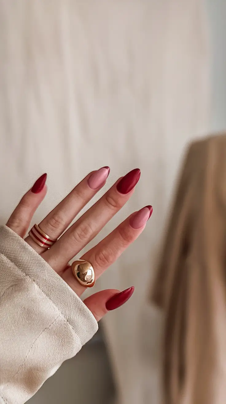 red summer nails that pop in 2025 Two-Tone Gradient Drama