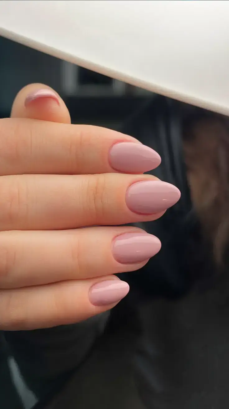 round summer nails that slay in 2025 Dusty Rose Almond Perfection