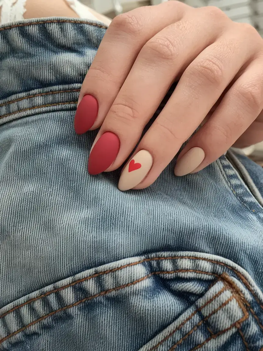 round summer nails that slay in 2025 Matte Heartbeat Minimalism