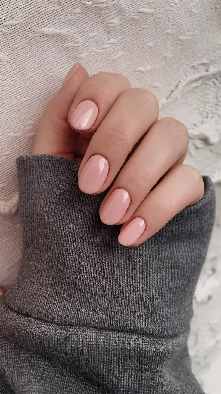 round summer nails that slay in 2025 Delicate Shell Pink Classic