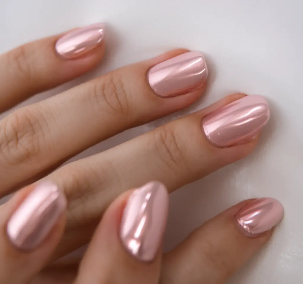 short acrylic nails for summer 2025 vibes Pink Chrome Moonbeam