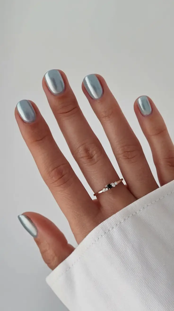 short acrylic nails for summer 2025 vibes Futuristic Frost