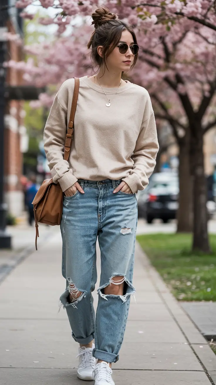 simple casual fall outfits ideas 2025 Cozy Crewneck With a Grunge Edge