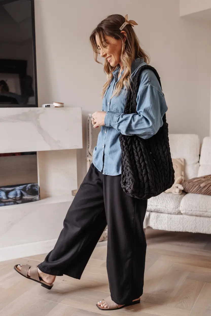 simple casual fall outfits ideas 2025 Denim & Soft Volume A New Balance