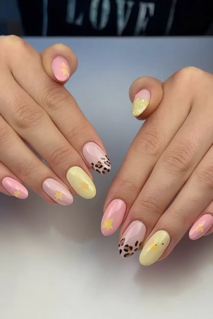 simple summer nail looks for 2025 Summer Playtime: Leopard Meets Stars