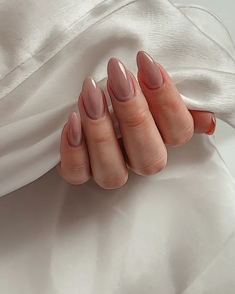 simple summer nail looks for 2025 Rosy Glass Nails: Transparent Elegance
