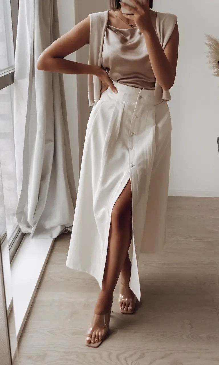 stylish july 2025 outfits to wear all month Layered Cream on Cream