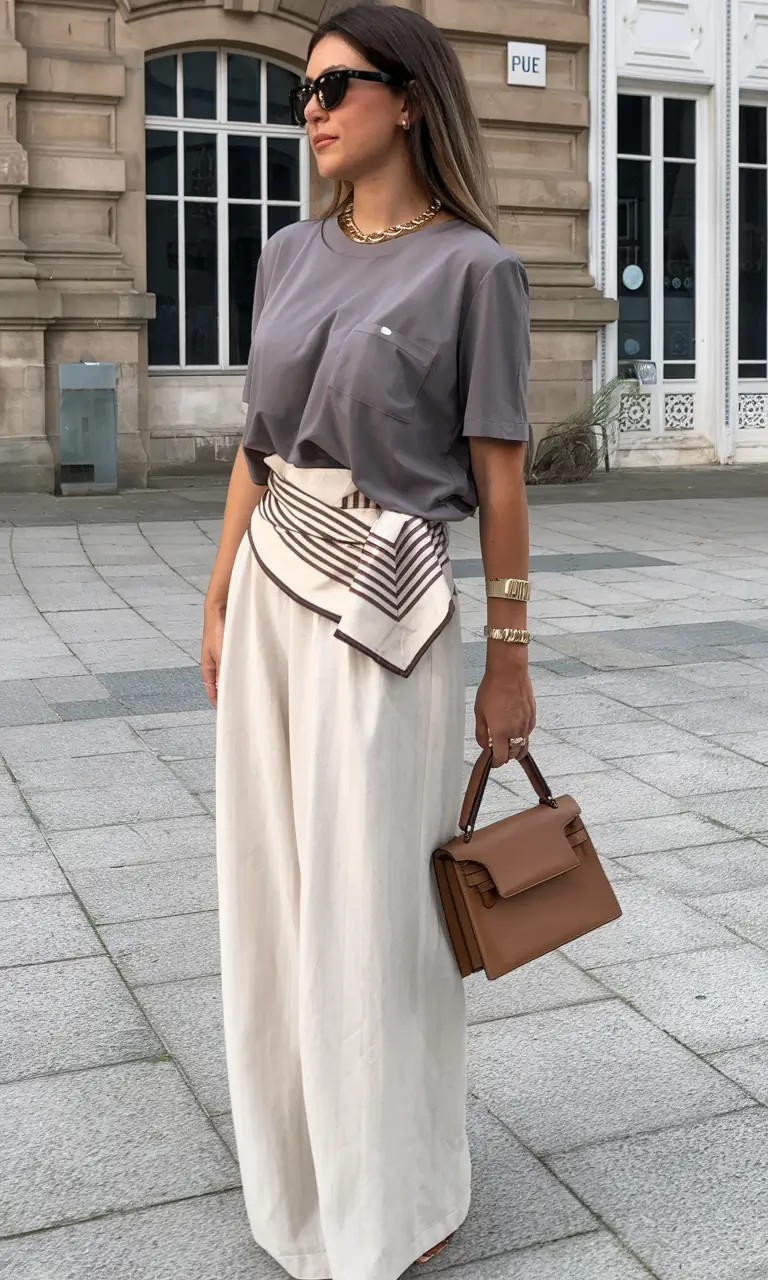 stylish july 2025 outfits to wear all month Street Style with Scarf Detail