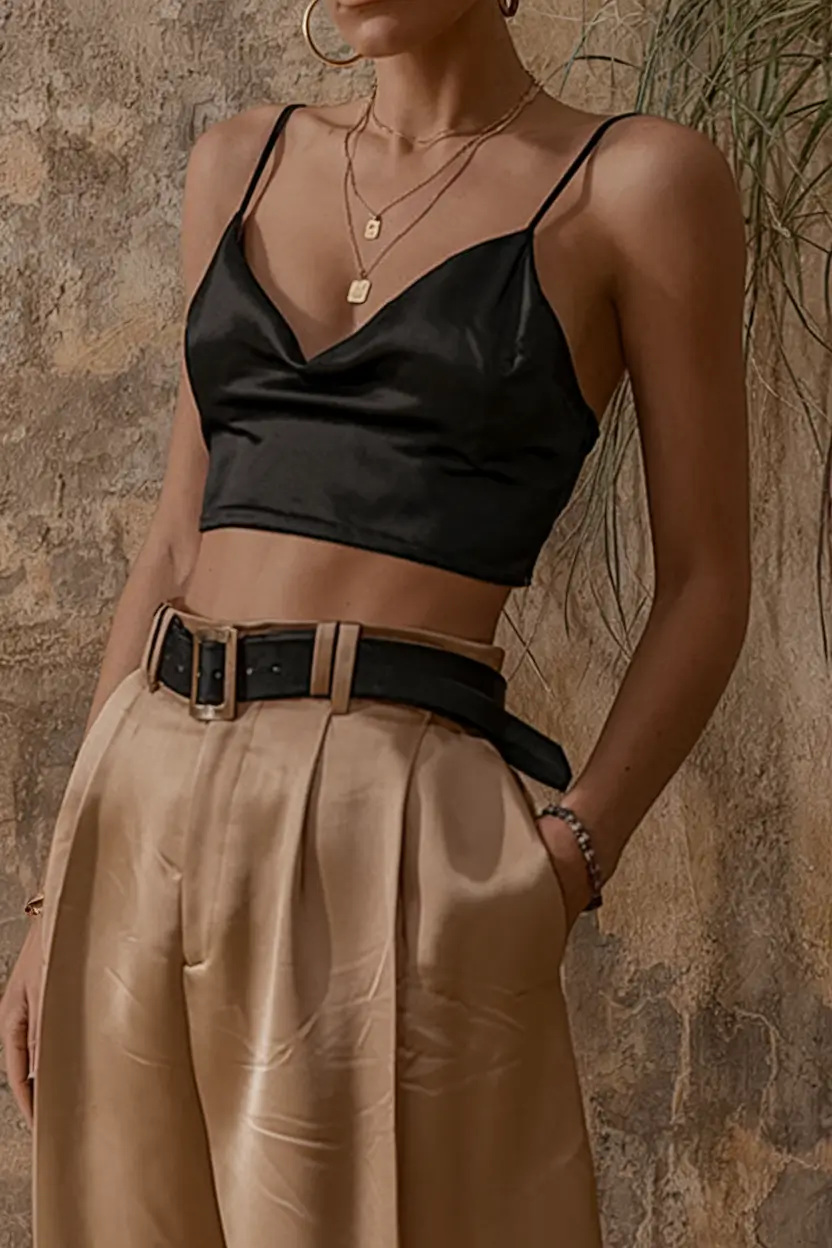 stylish july 2025 outfits to wear all month Midnight Satin Meets Sunrise Chic