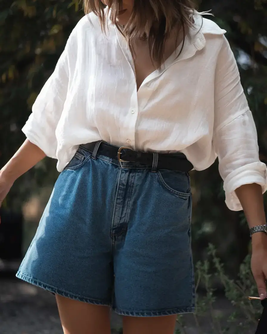 stylish july 2025 outfits to wear all month Relaxed Linen & Denim Combo for Everyday Cool