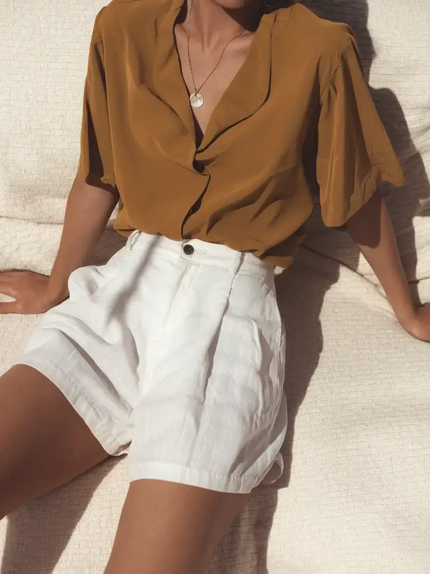 stylish july 2025 outfits to wear all month Rust Tones & Relaxed Linen for Elevated Heatwave Dressing