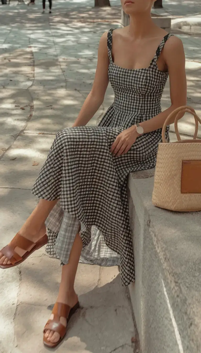 stylish july 2025 outfits to wear all month Retro Picnic Vibes with Gingham Sophistication