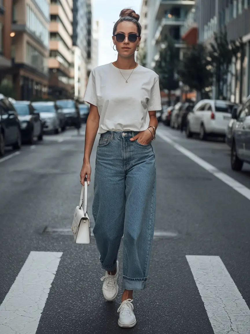 summer to fall transition outfits ideas 2025 Denim and Black: A Parisian Nod