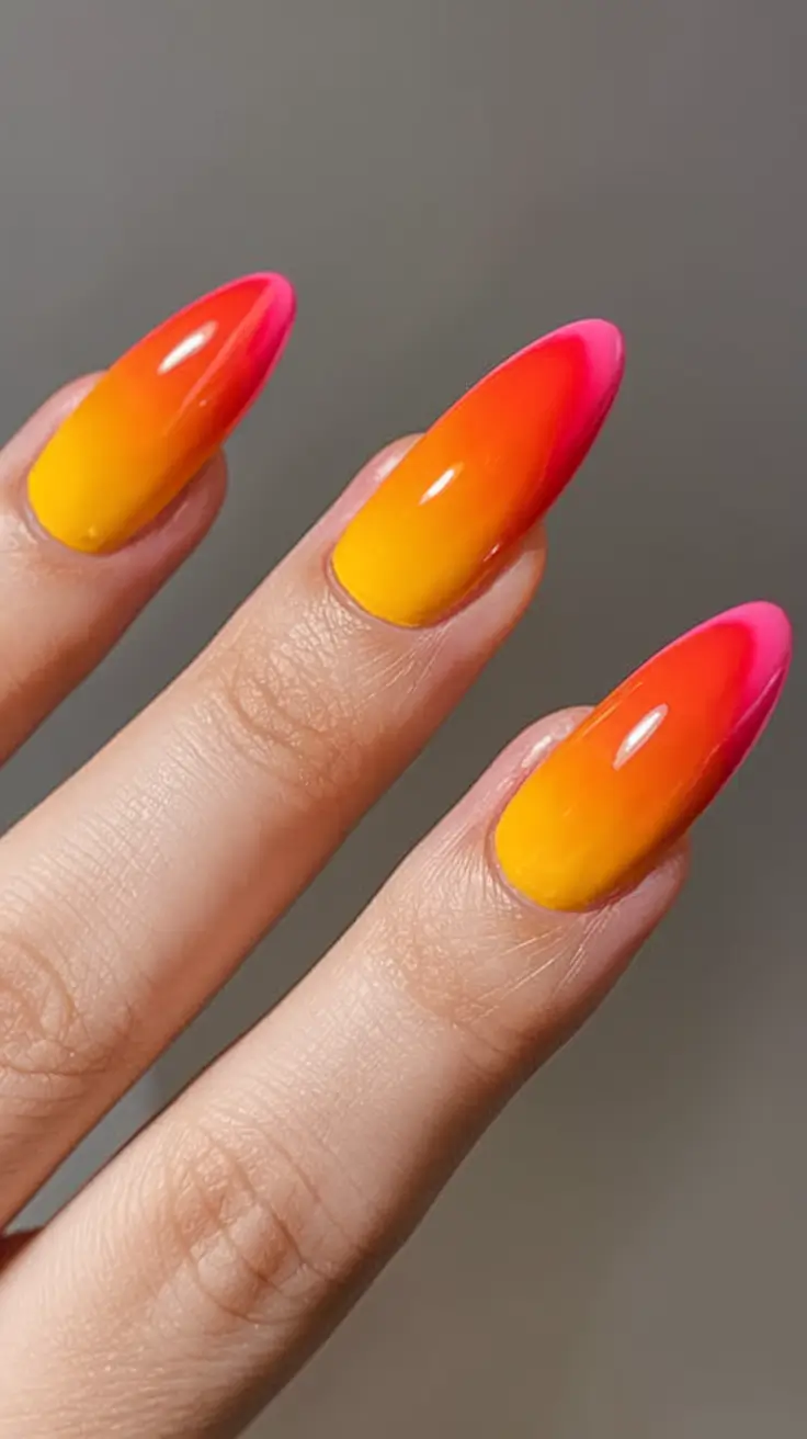 sunset gradient nails to glow in 2025 Sunburnt Citrus: Pure Heat with Vivid Simplicity