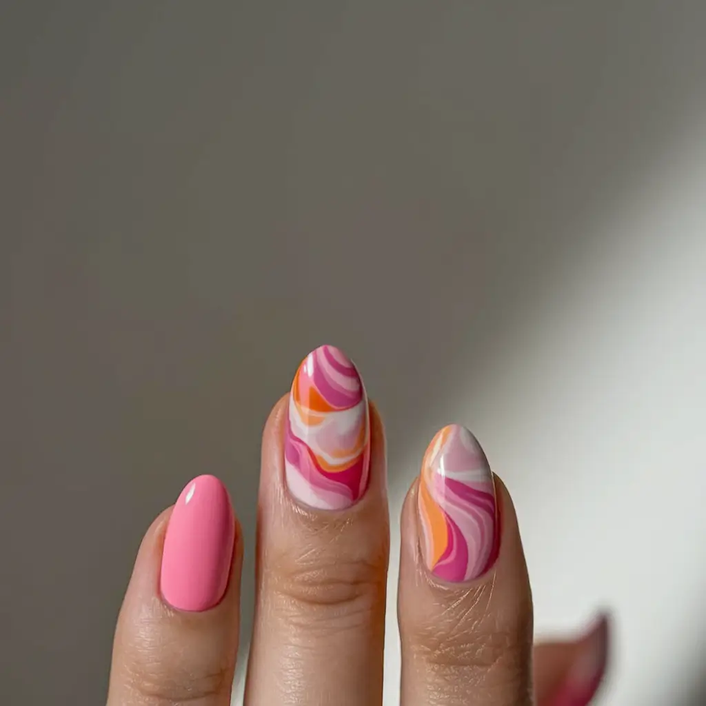 sunset gradient nails to glow in 2025 Retro Swirls: Groovy Take on Sunset Gradients
