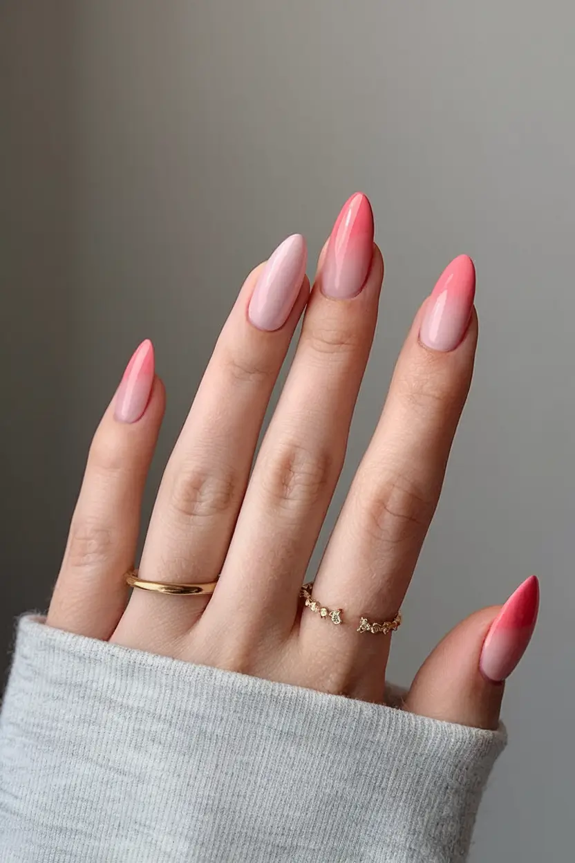 sunset gradient nails to glow in 2025 Blushing Horizon: Soft Romance in Gradient Form