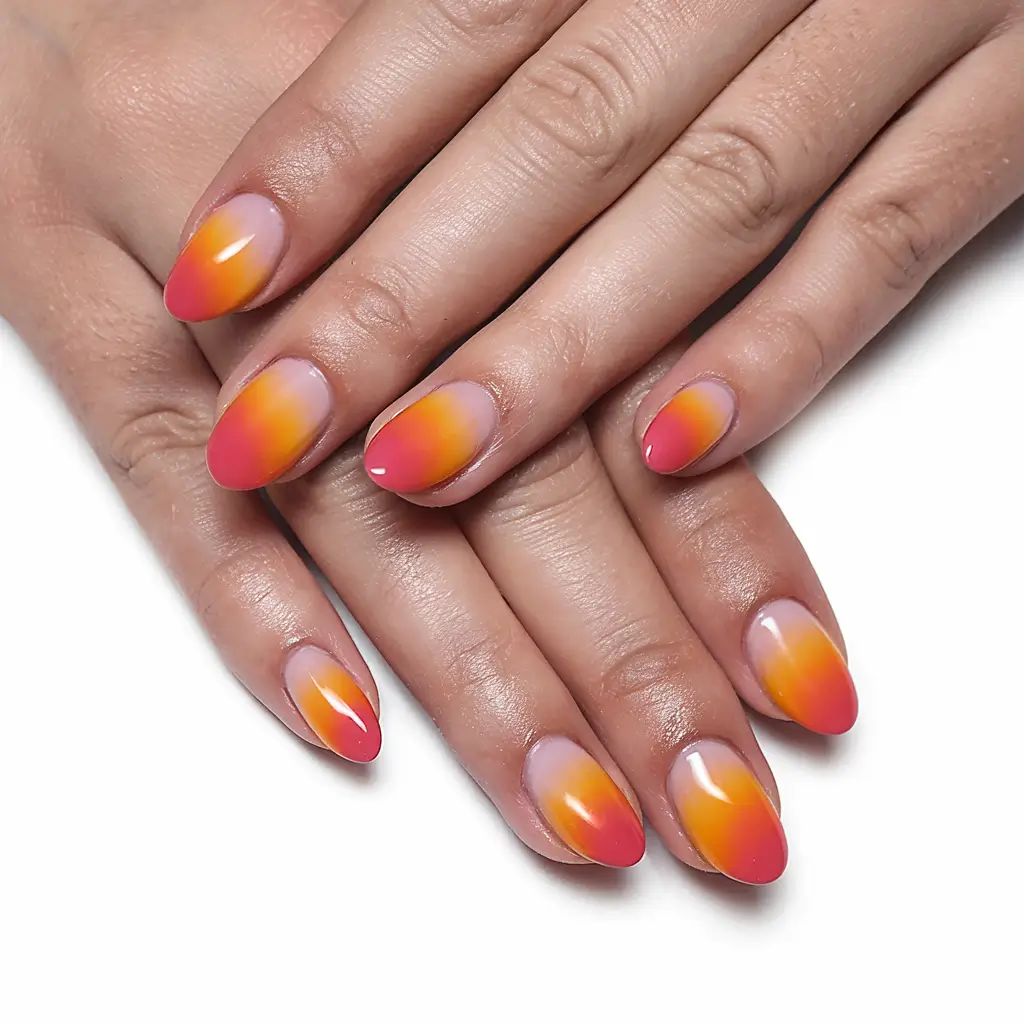 sunset gradient nails to glow in 2025 Warm Ember Fade: Summer Heat at Your Fingertips