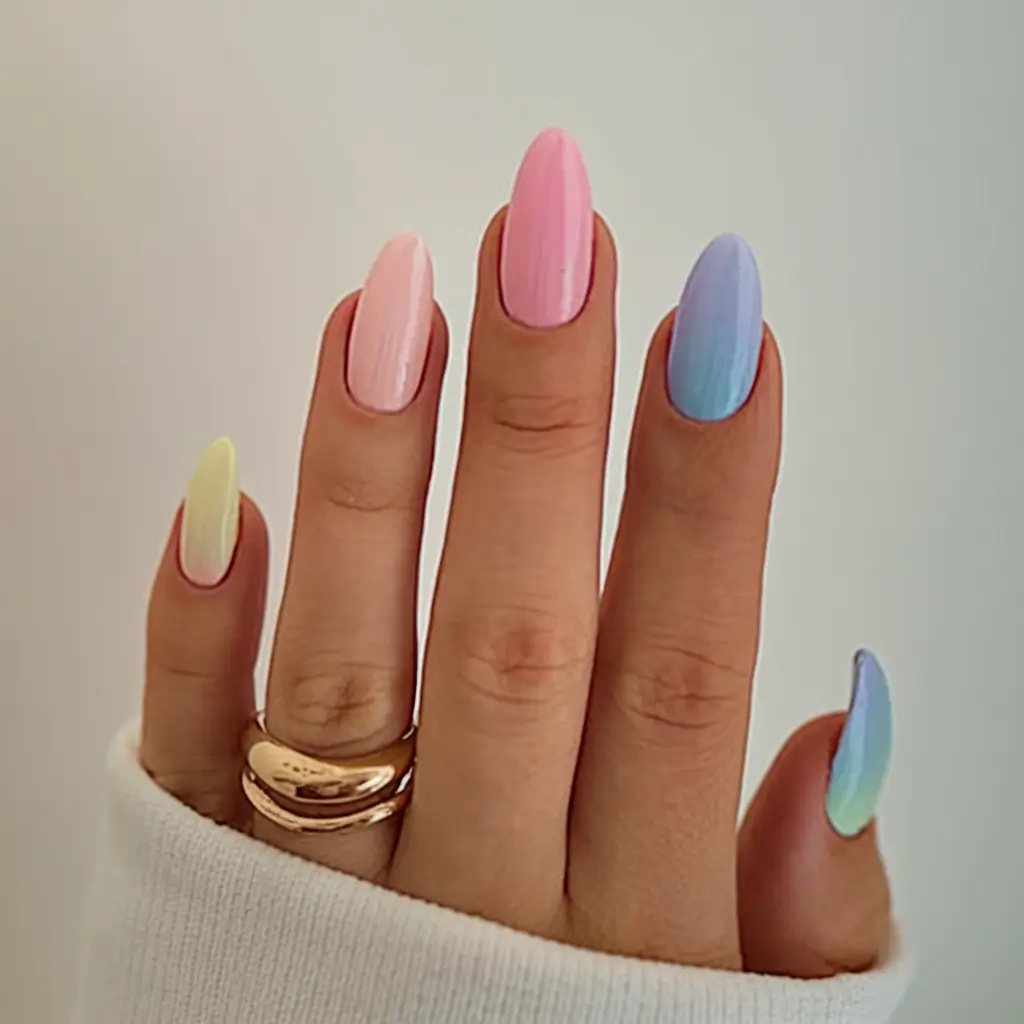 sunset gradient nails to glow in 2025 Pastel Candy Fade: Sweet Summer Spectrum