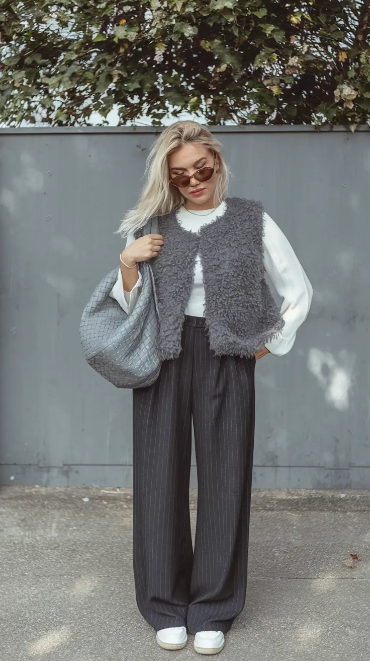 trendy fall outfits for women over 40 - ideas 2025 Shearling Details with a Business Twist