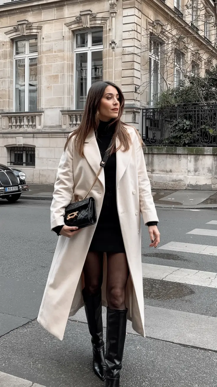 trendy fall outfits ideas 2025 Modern Classic in Ivory and Jet Black