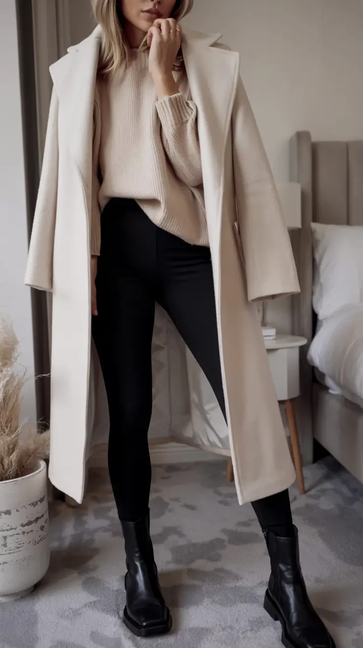 trendy fall outfits ideas 2025 Elevated Off-Duty in Cream and Black