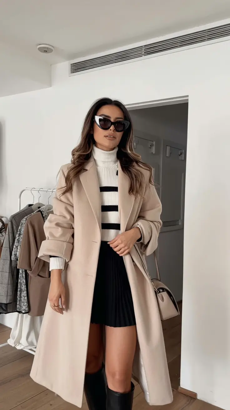 trendy fall outfits ideas 2025 Striped Sweater Chic with a Sporty Edge