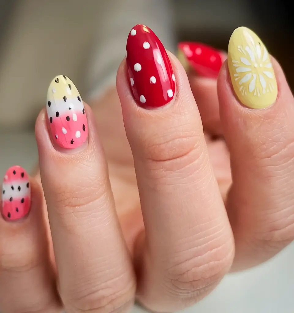 tropical fruit nail ideas for summer 2025 Pastel Fruit Fusion