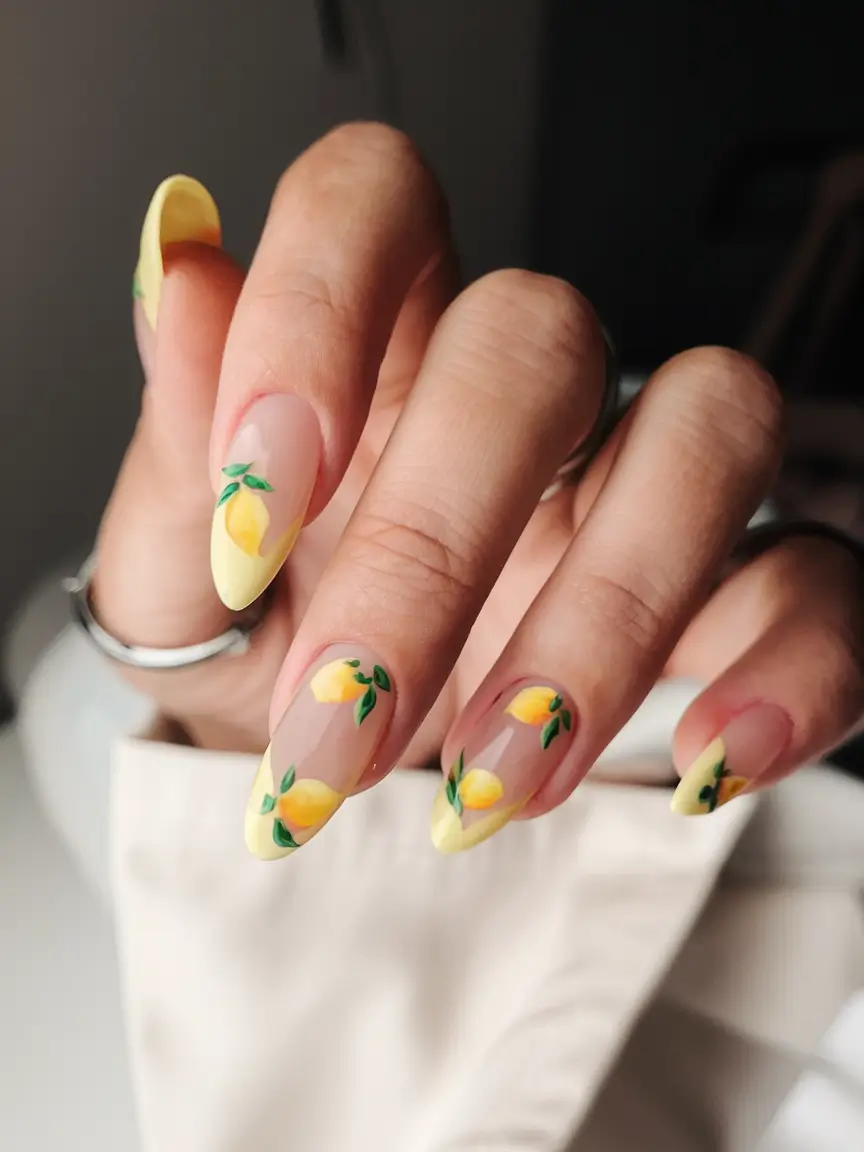 tropical fruit nail ideas for summer 2025 Lemon French Twist