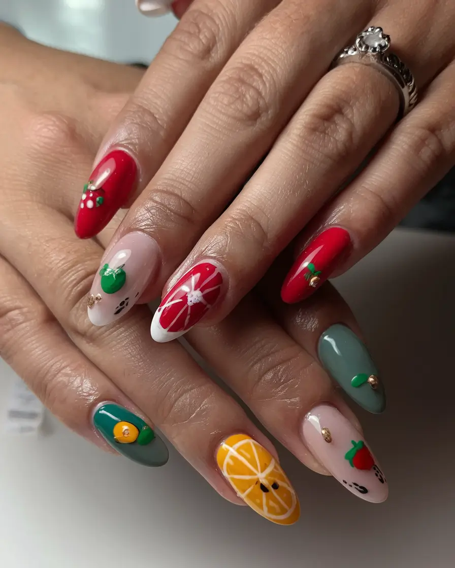 tropical fruit nail ideas for summer 2025 Juicy Citrus Medley