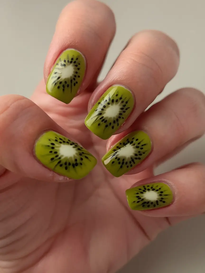 tropical fruit nail ideas for summer 2025 Kiwi Minimalism Reloaded