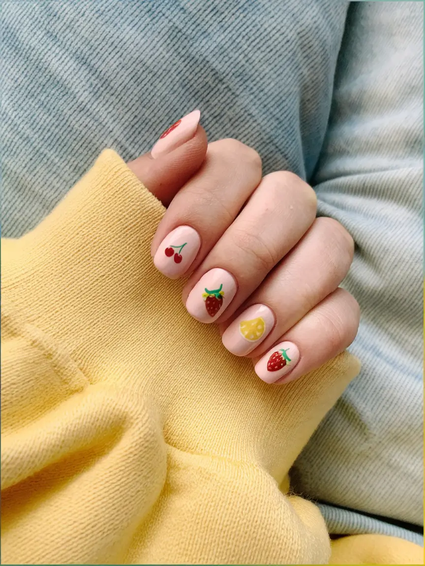 tropical fruit nail ideas for summer 2025 Pastel Fruit Sampler