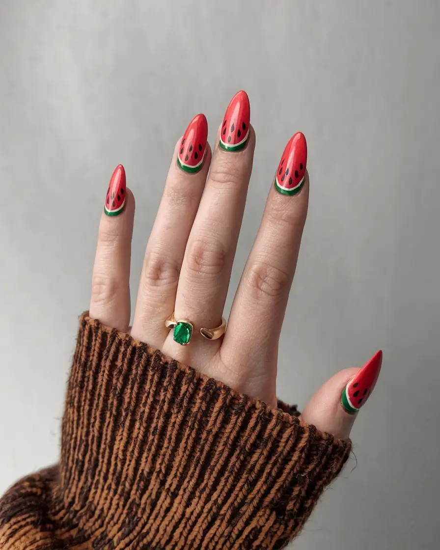 tropical fruit nail ideas for summer 2025 Bold Watermelon Drama