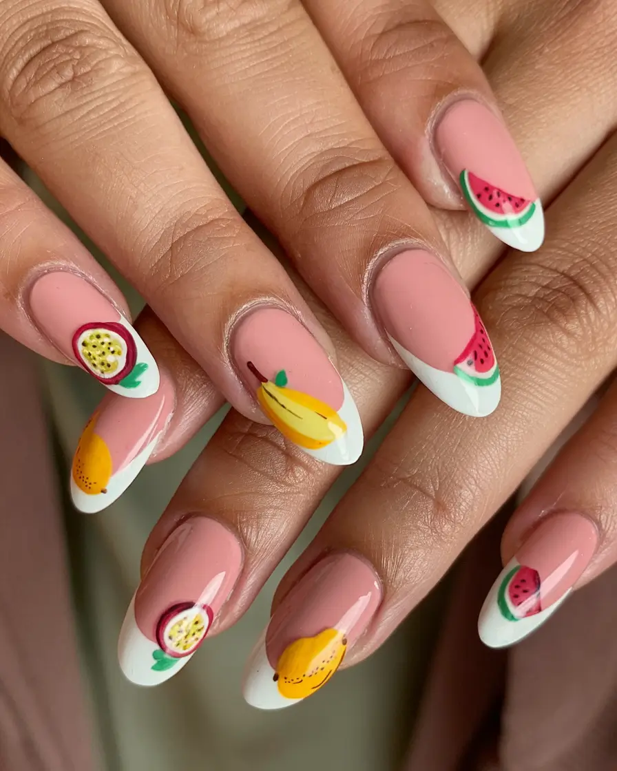 tropical fruit nail ideas for summer 2025 Exotic Fruit French