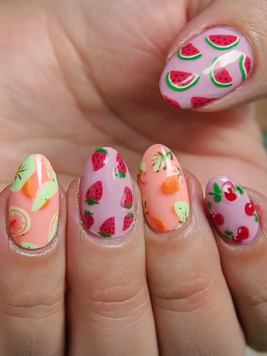 tropical fruit nail ideas for summer 2025 Tropical Smoothie Mix
