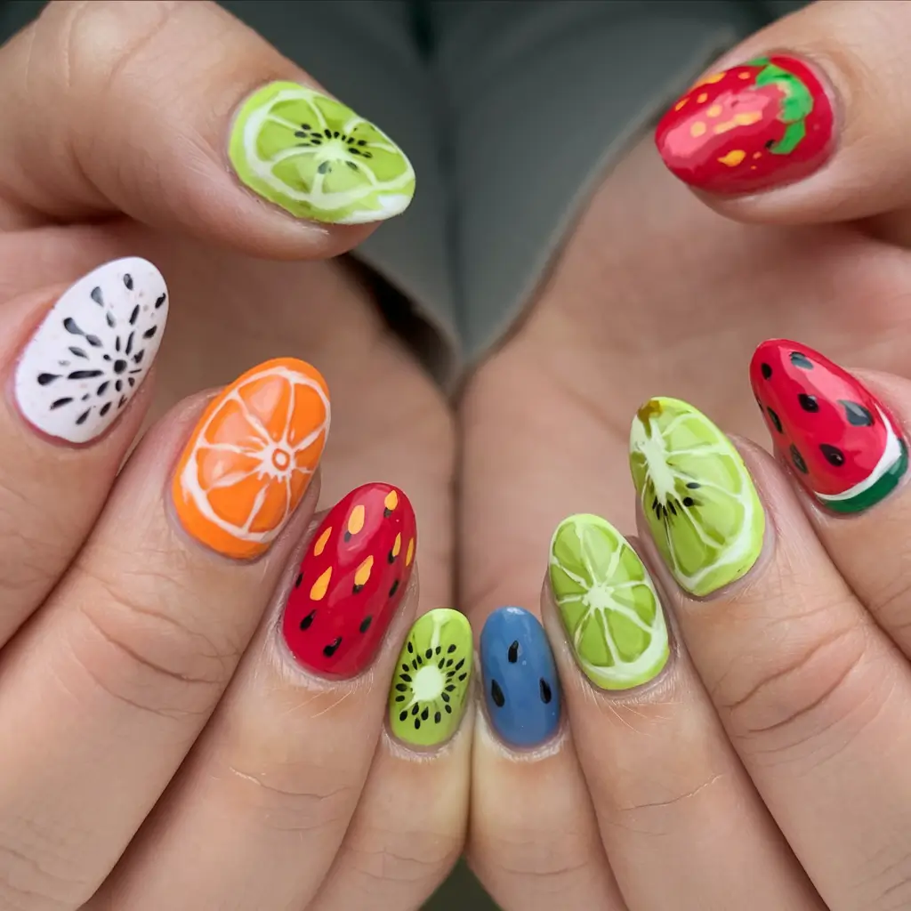 tropical fruit nail ideas for summer 2025 Summer Farmer’s Market Mix
