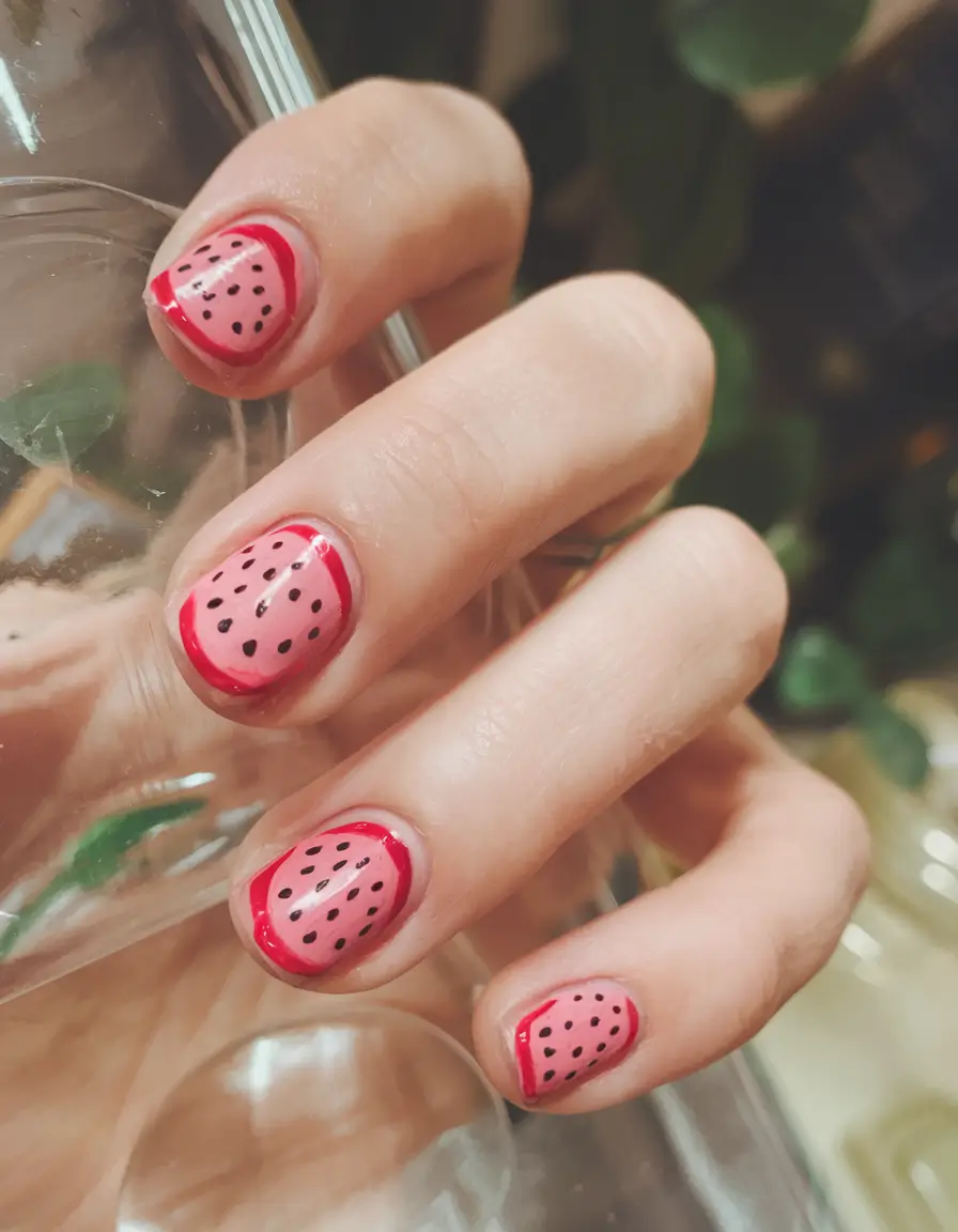 tropical fruit nail ideas for summer 2025 Watermelon Dot Art