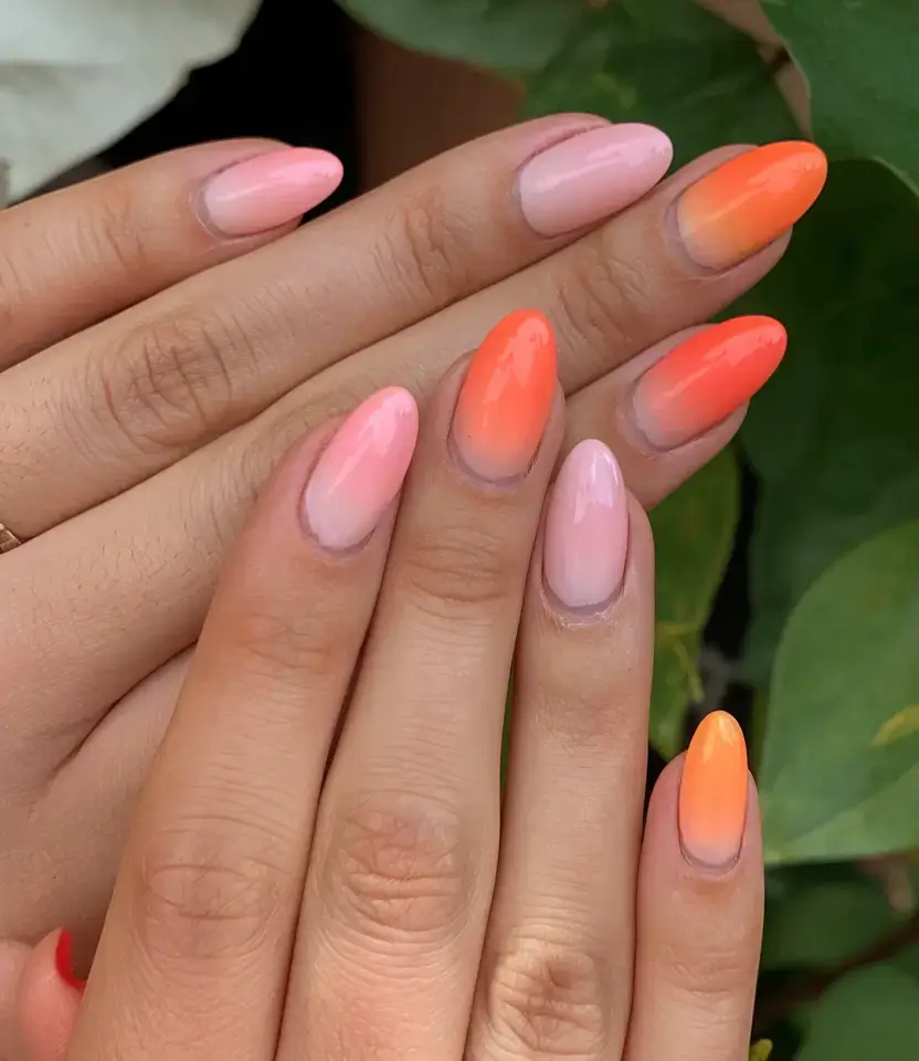 vacation nails perfect for 2025 Peachy Sunset Ombré