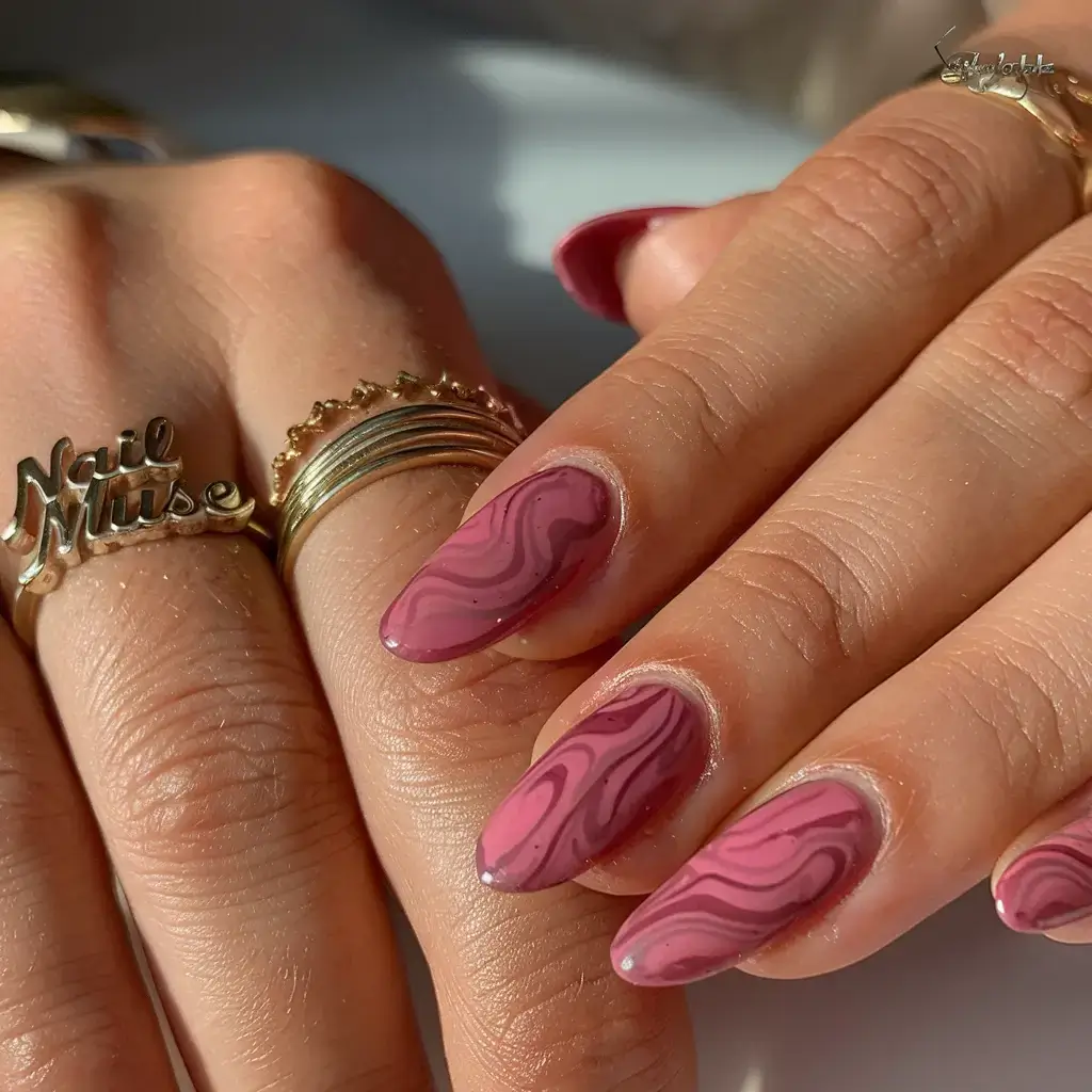 vacation nails perfect for 2025 Rosy Swirl Mirage