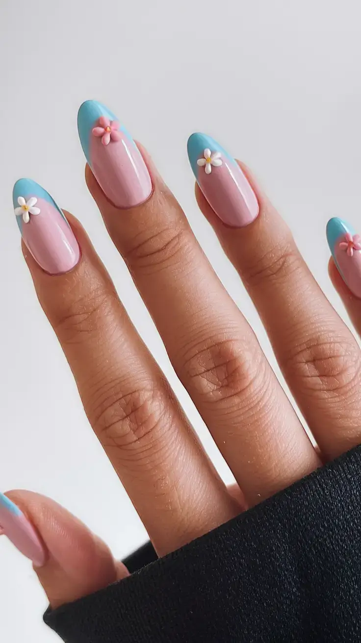 vacation nails perfect for 2025 Daisy Skies and Candy Tips