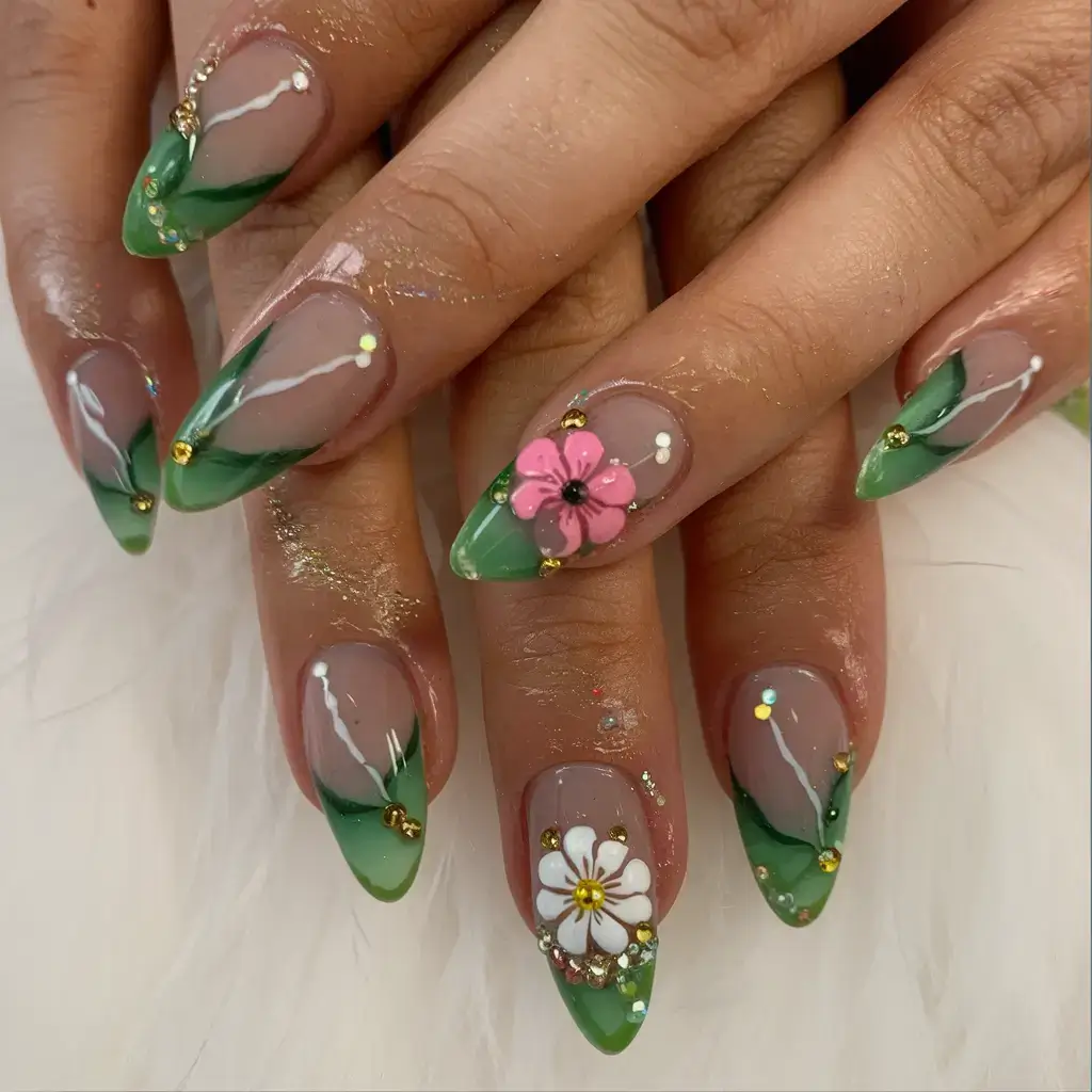 vacation nails perfect for 2025 Tropical Bloom Energy