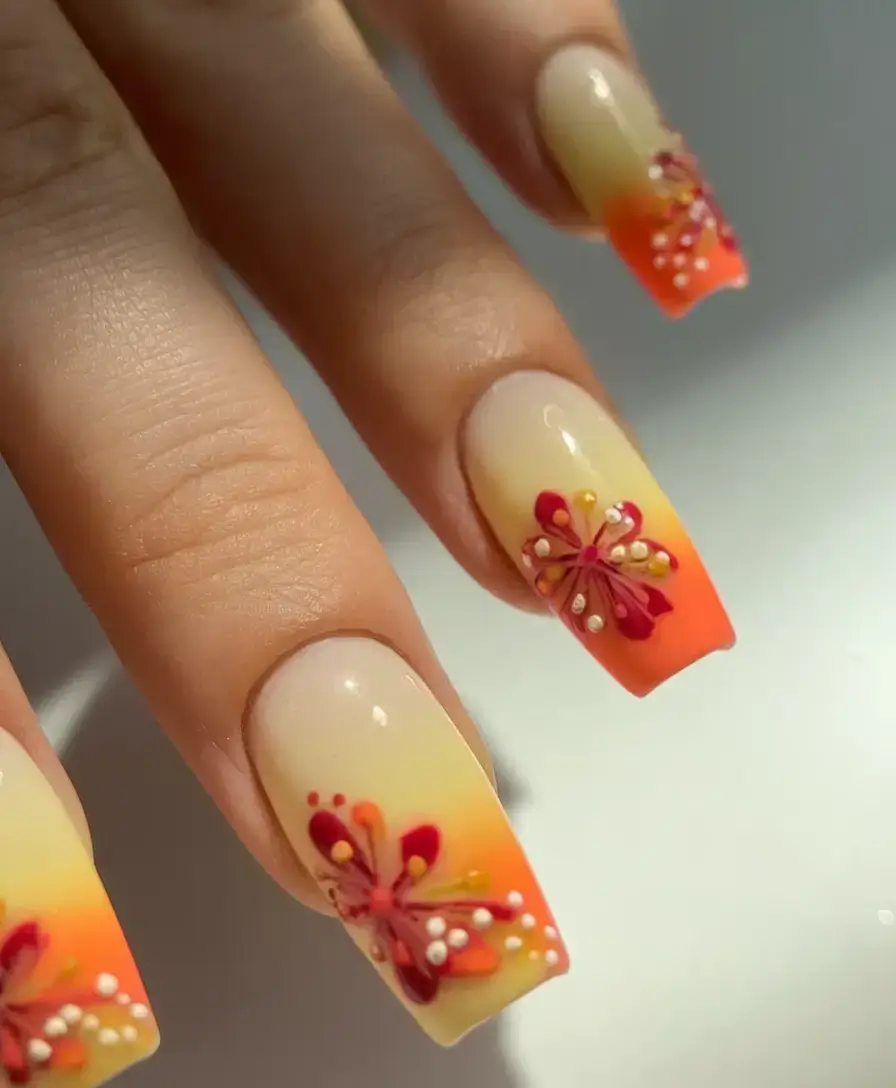 vacation nails perfect for 2025 Tropical Heat Gradient